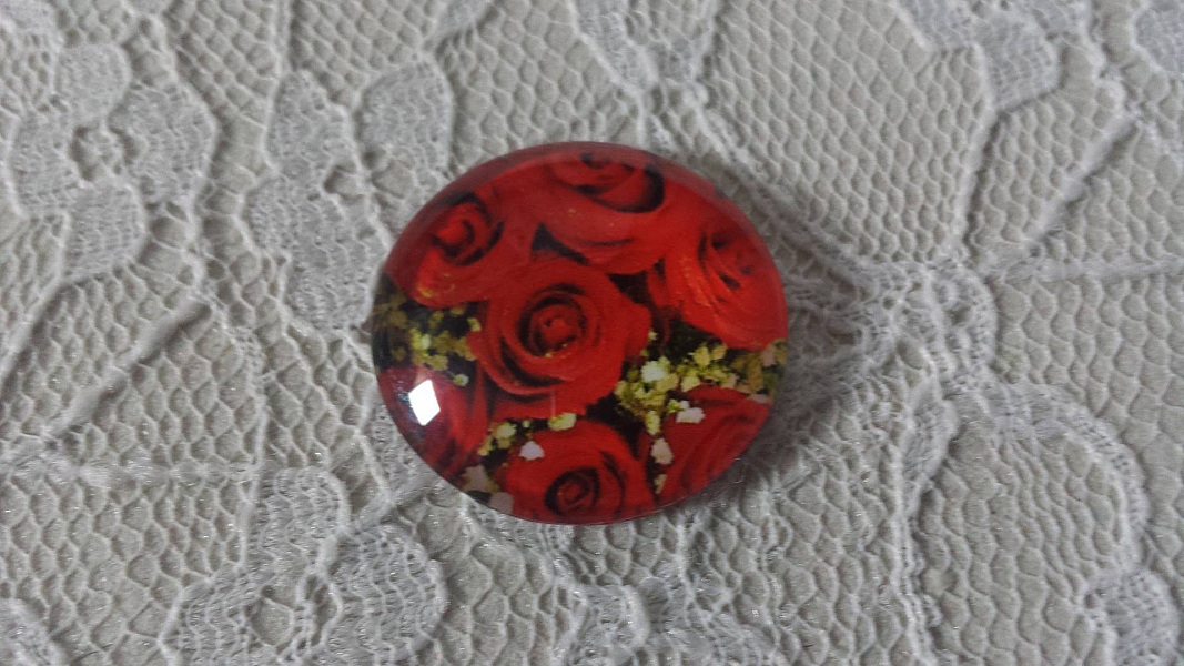 glass cabochon rund 20mm blomst 01-017 