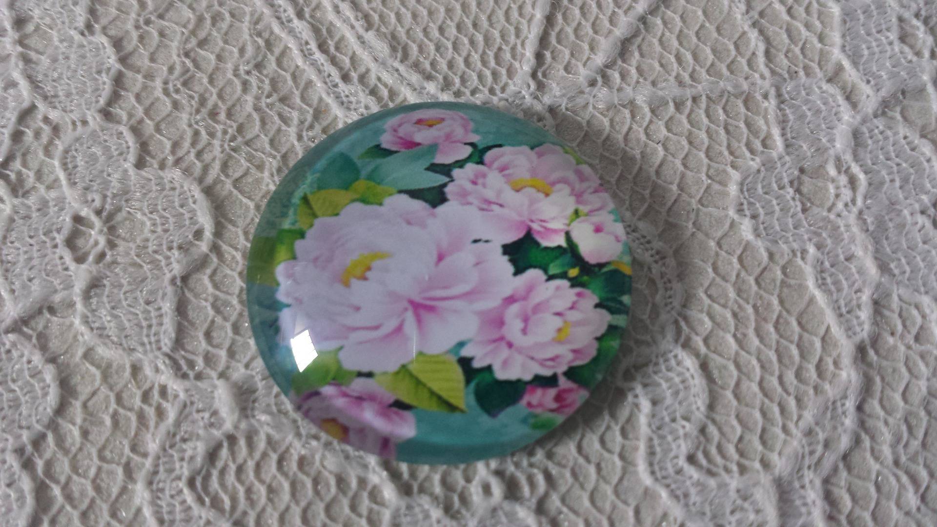 glass cabochon rund 20mm blomst 01-013 