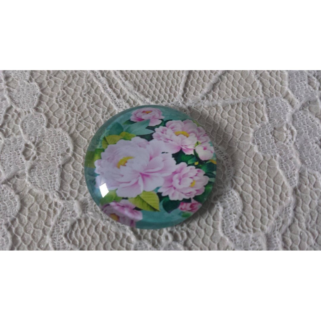 glass cabochon rund 20mm blomst 01-013 