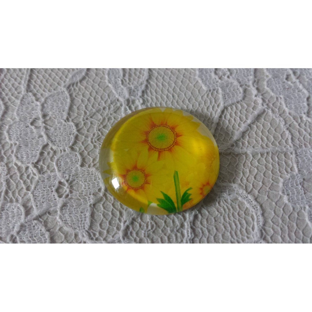 glass cabochon rund 20mm blomst 01-012 