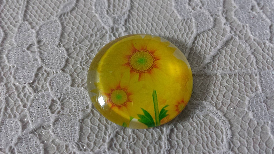 glass cabochon rund 20mm blomst 01-012 