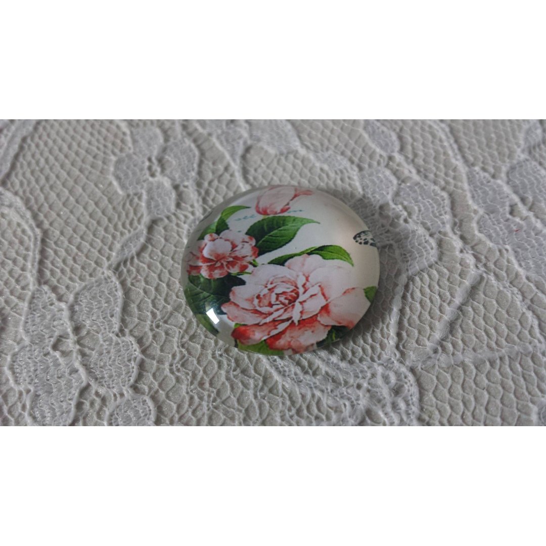 glass cabochon rund 20mm blomst 01-009 