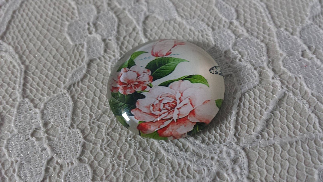 glass cabochon rund 20mm blomst 01-009 