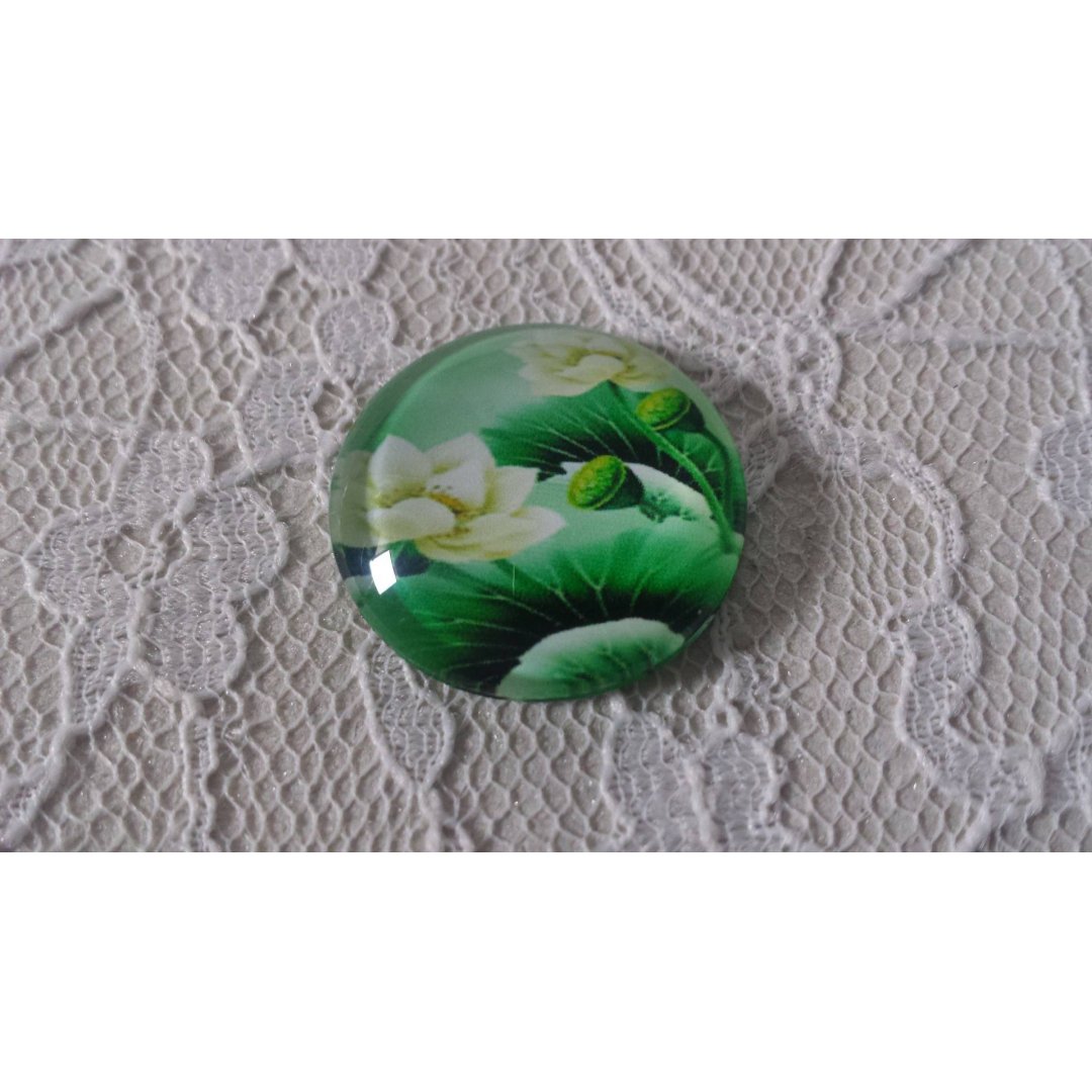 glass cabochon rund 20mm blomst 01-008 