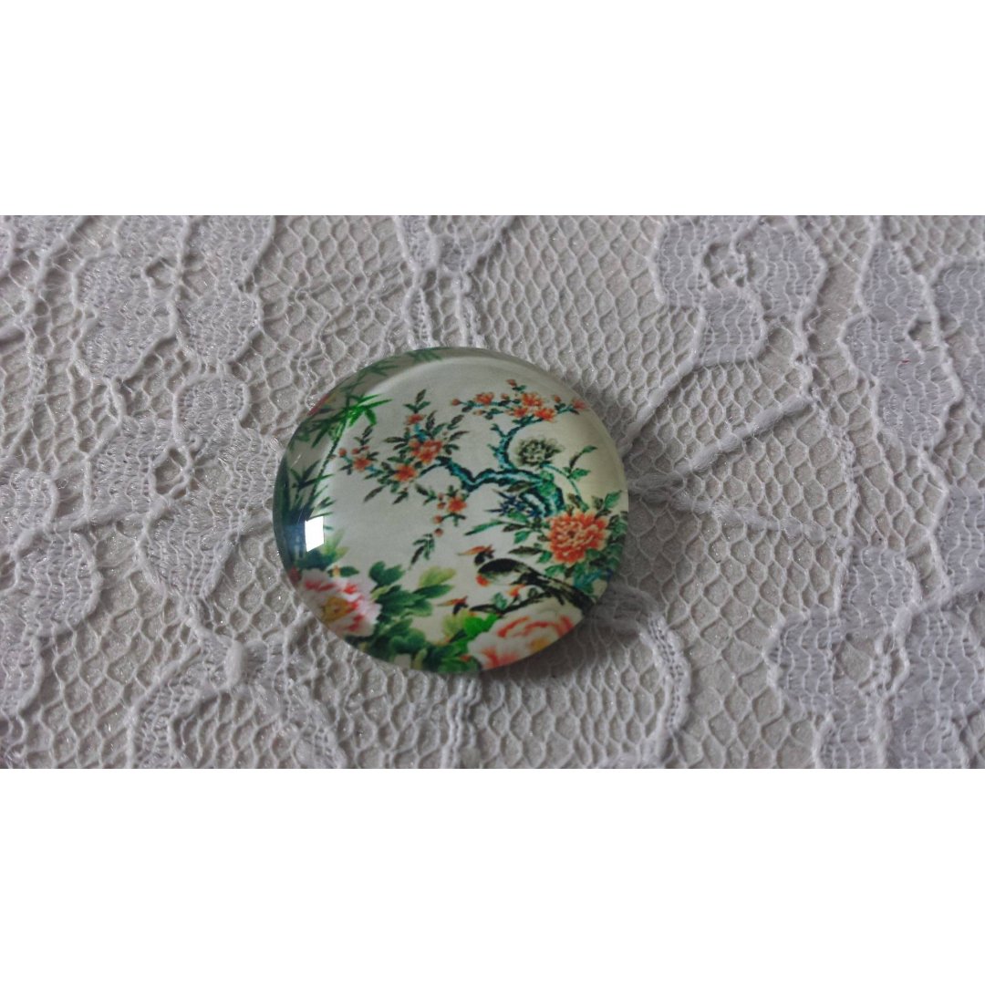 glass cabochon rund 20mm blomst 01-006 