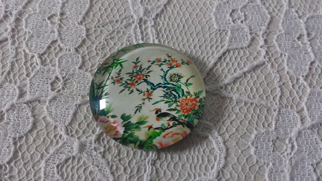 glass cabochon rund 20mm blomst 01-006 