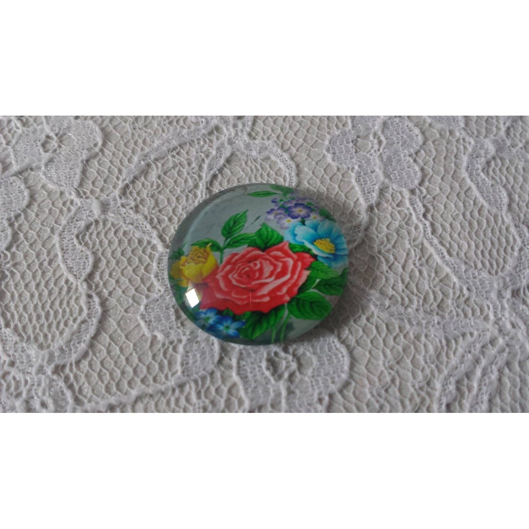 glass cabochon rund 20 mm blomst 01-005 