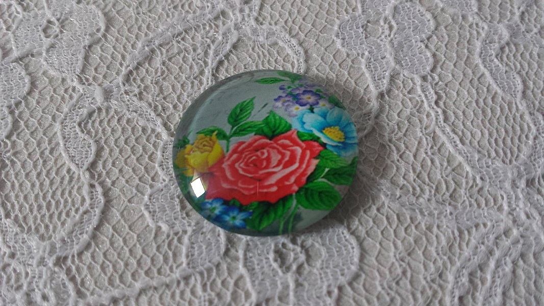 glass cabochon rund 20 mm blomst 01-005 