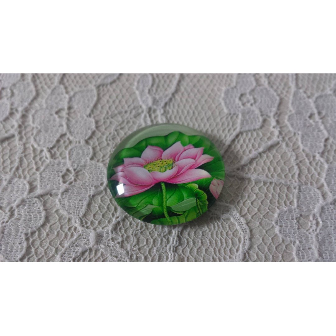 glass cabochon rund 20mm blomst 01-003 