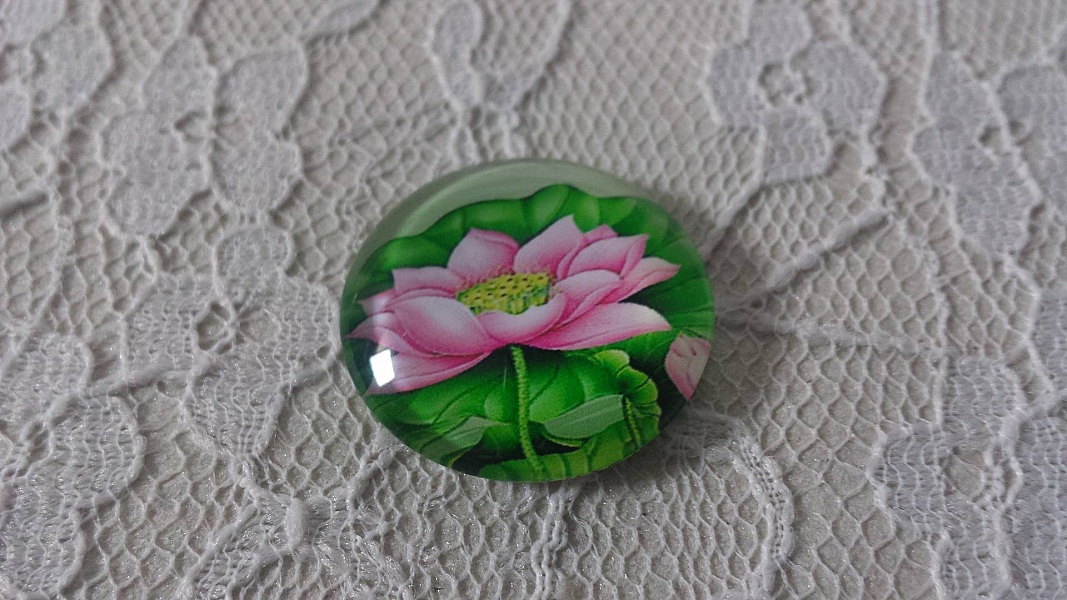glass cabochon rund 20mm blomst 01-003 