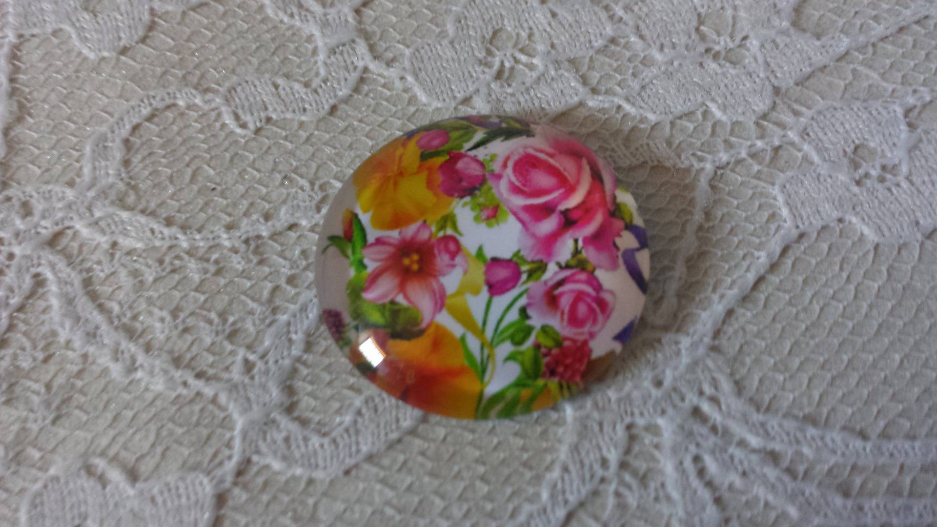 glass cabochon rund 25mm blomst 01-046 