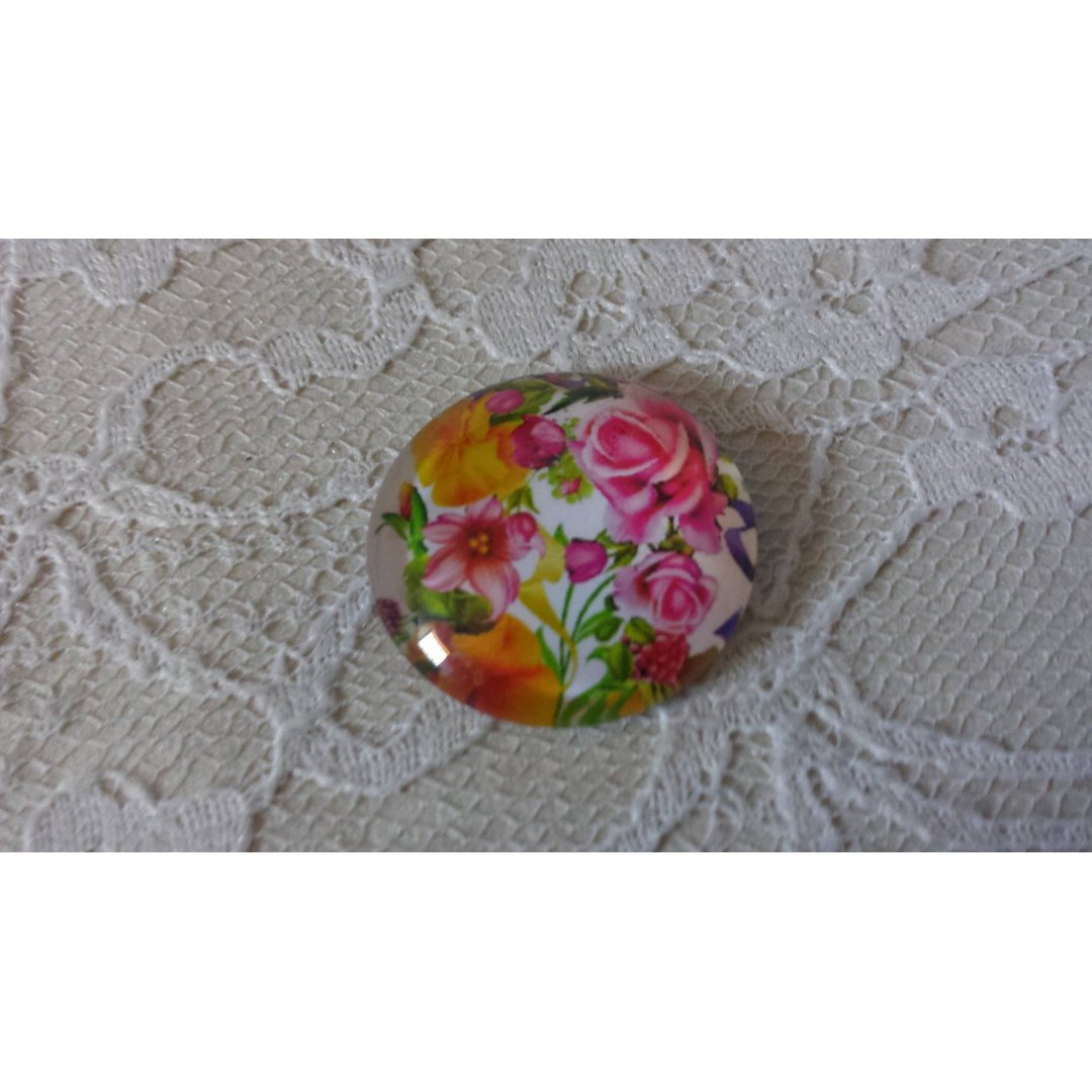glass cabochon rund 25mm blomst 01-046 