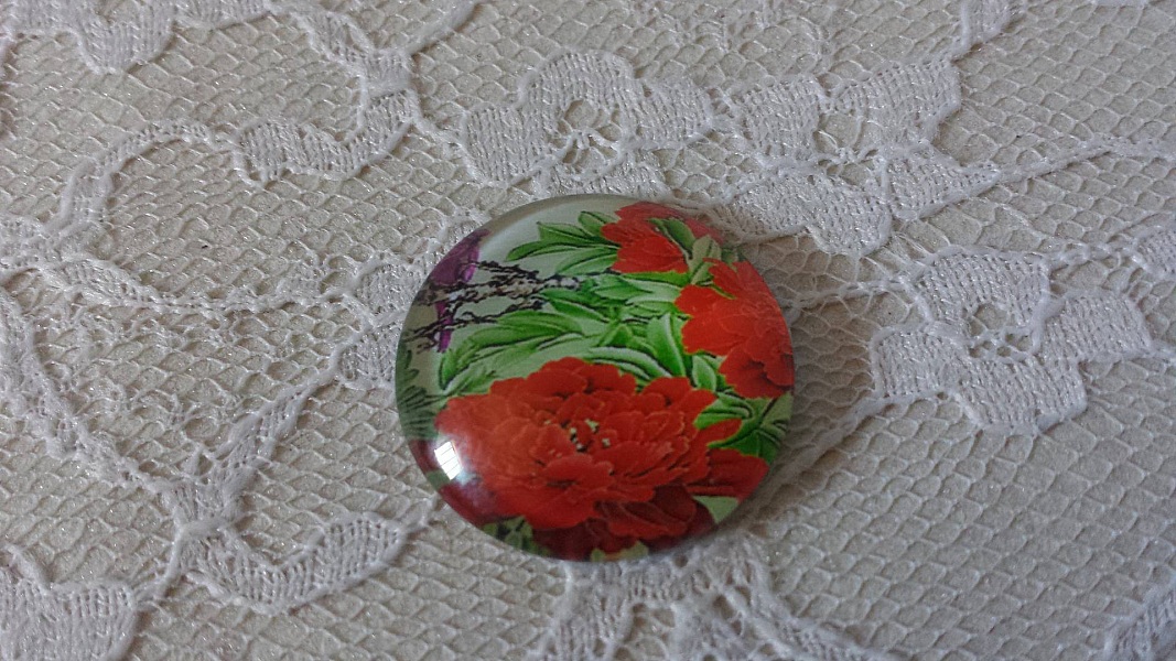 glass cabochon rund 25mm blomst 01-045 