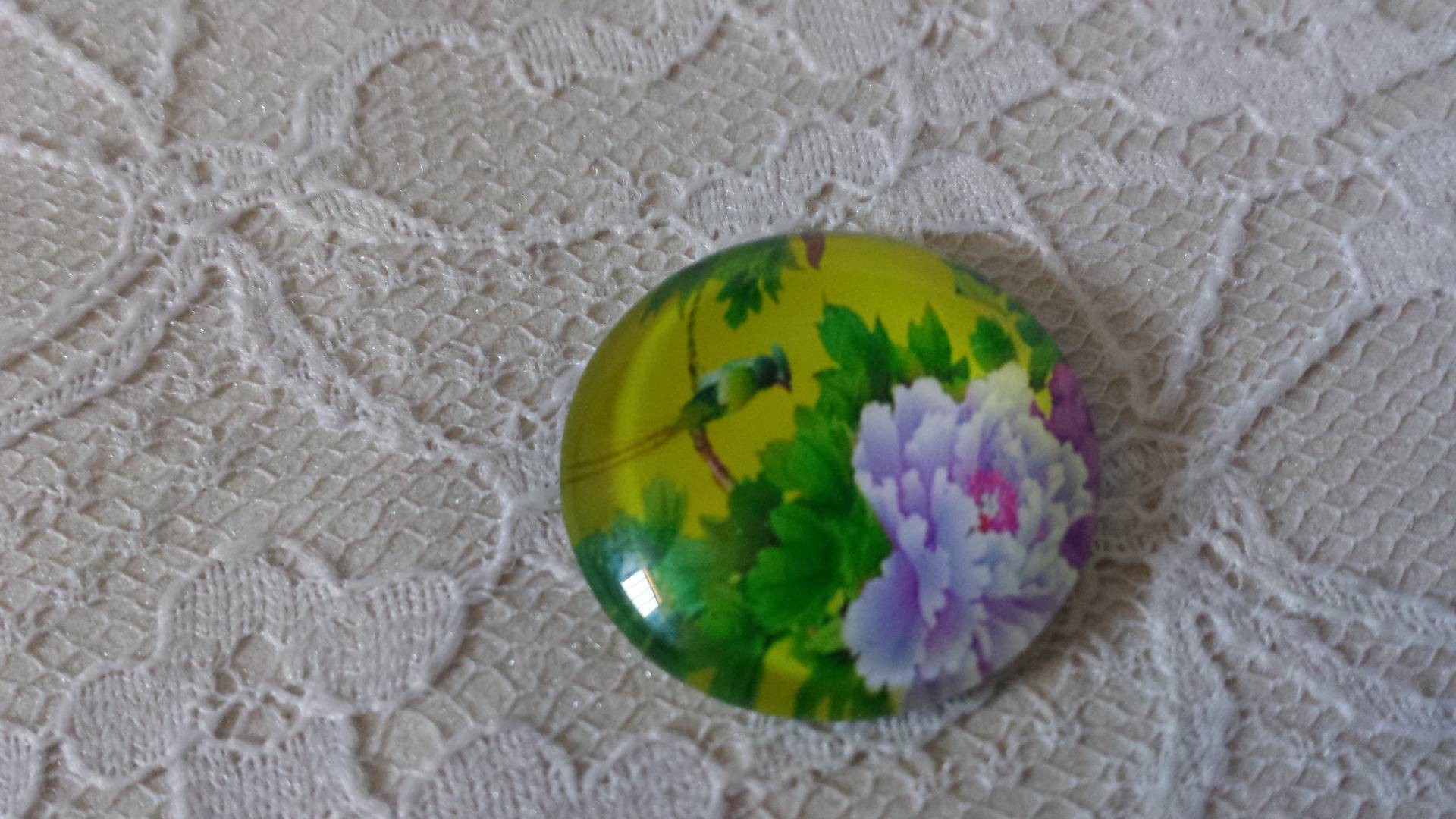 glass cabochon rund 25mm blomst 01-044 