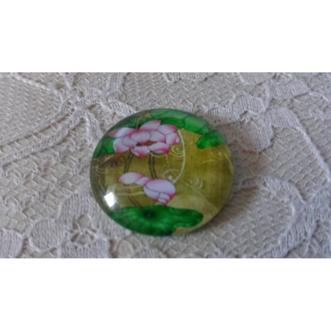 glass cabochon rund 25mm blomst 01-043 
