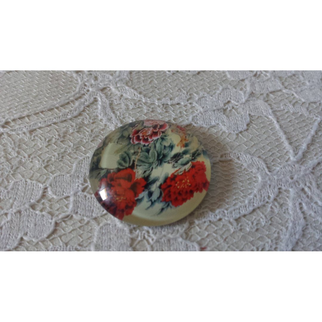 glass cabochon rund 25mm blomst 01-042 