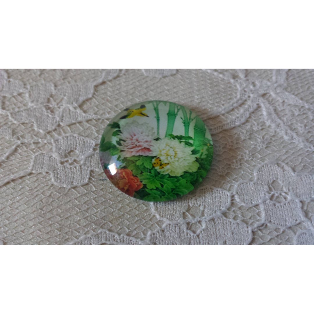 glass cabochon rund 25 mm blomst 01-041 