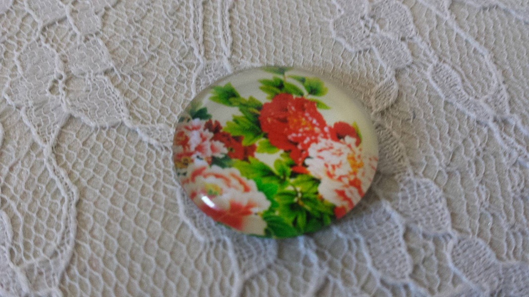 glass cabochon rund 25 mm blomst 01-040 