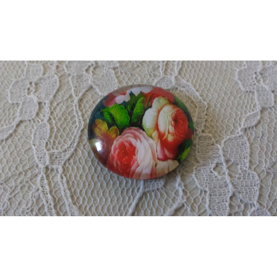 glass cabochon rund 25mm blomst 01-039 