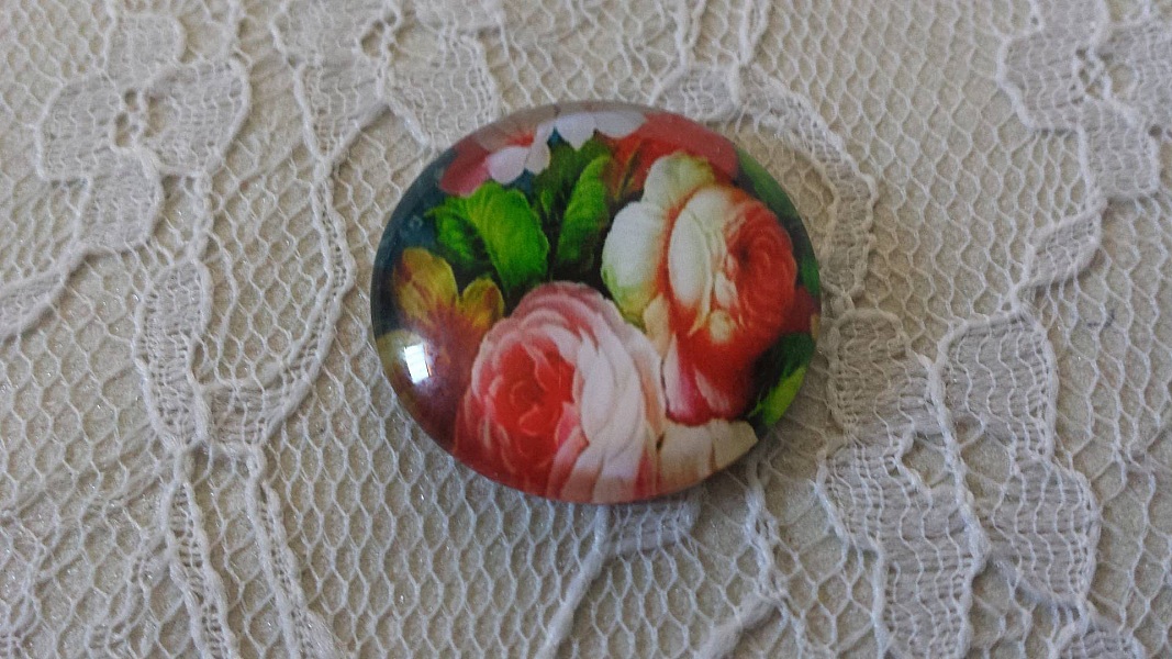 glass cabochon rund 25mm blomst 01-039 
