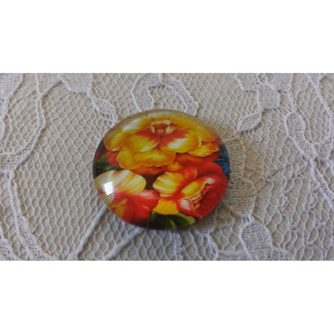glass cabochon runde 25mm blomst 01-038 