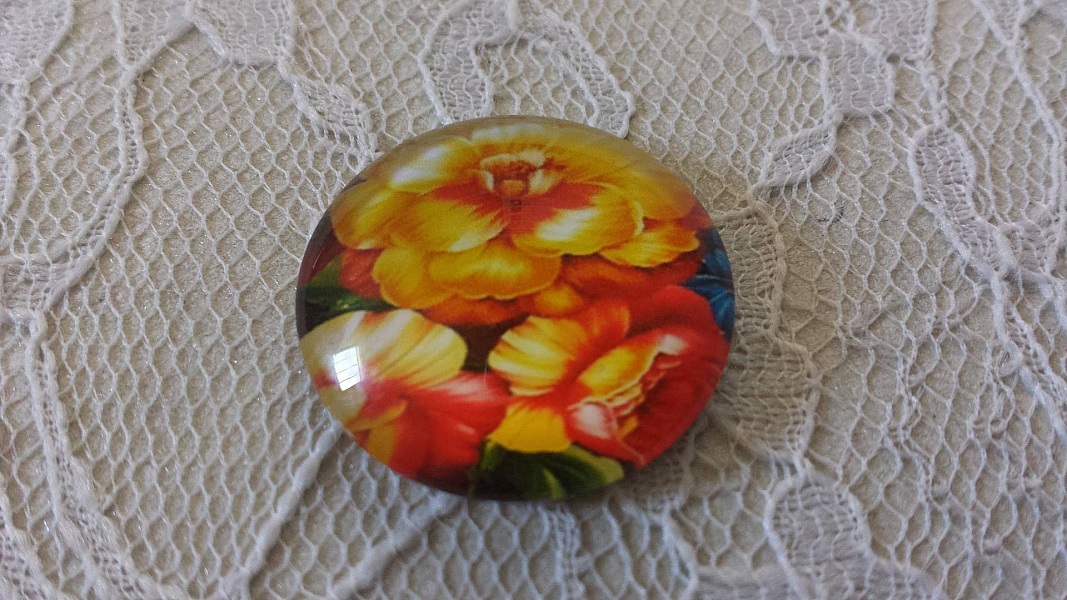 glass cabochon runde 25mm blomst 01-038 