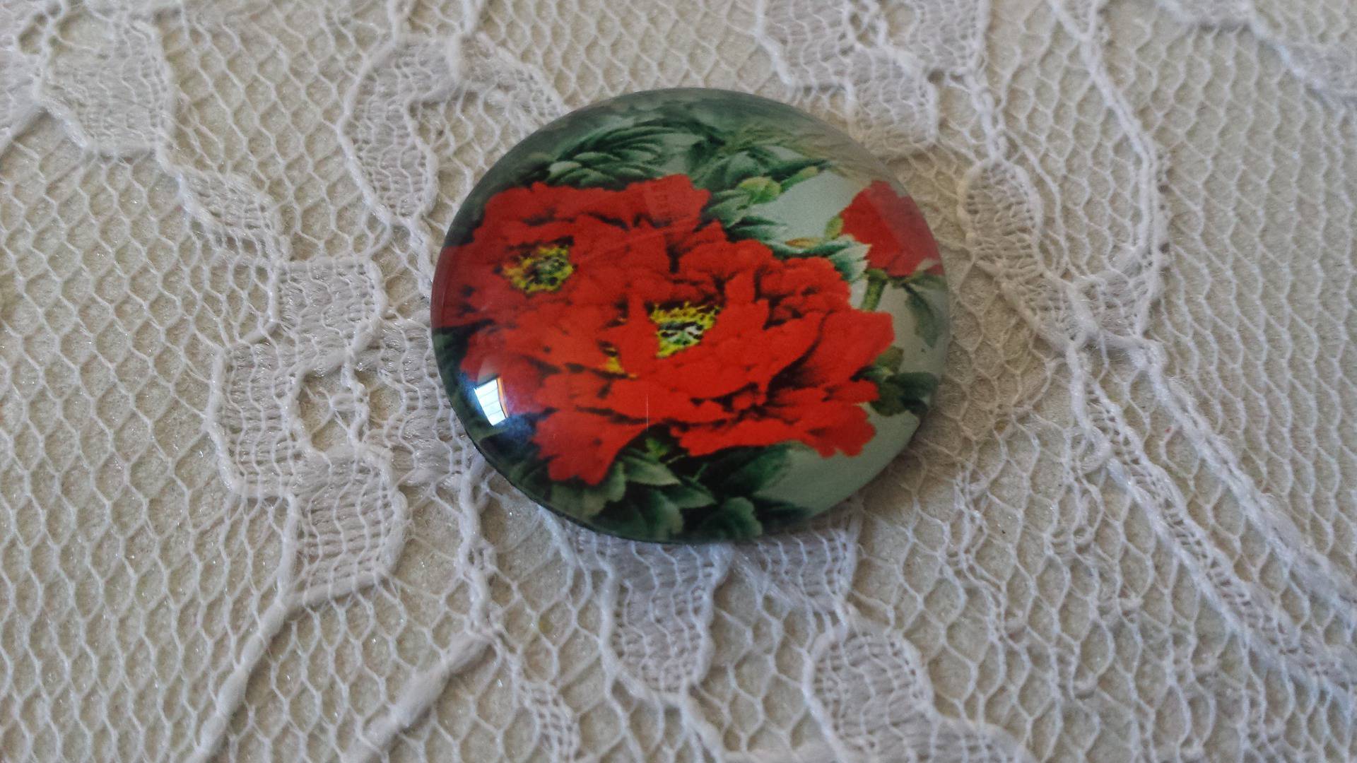 glass cabochon rund 25mm blomst 01-035 