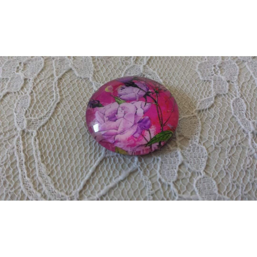 glass cabochon rund 25mm blomst 01-034 