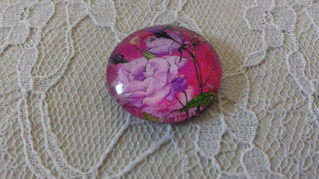 glass cabochon rund 25mm blomst 01-034 