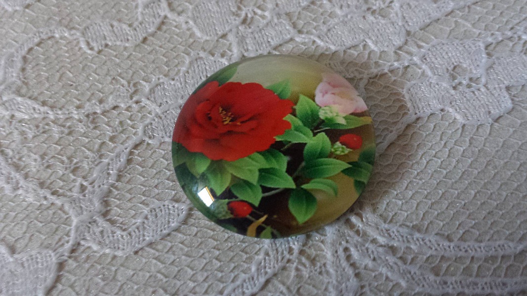 glass cabochon rund 25mm blomst 01-033 