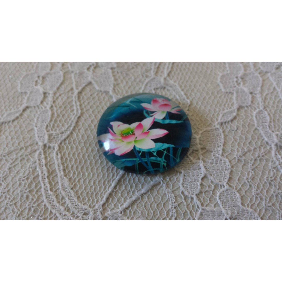glass cabochon rund 25 mm blomst 01-032 