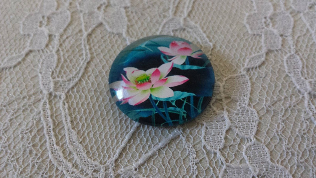 glass cabochon rund 25 mm blomst 01-032 