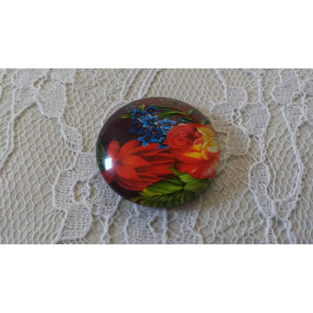 glass cabochon runde 25mm blomst 01-031 