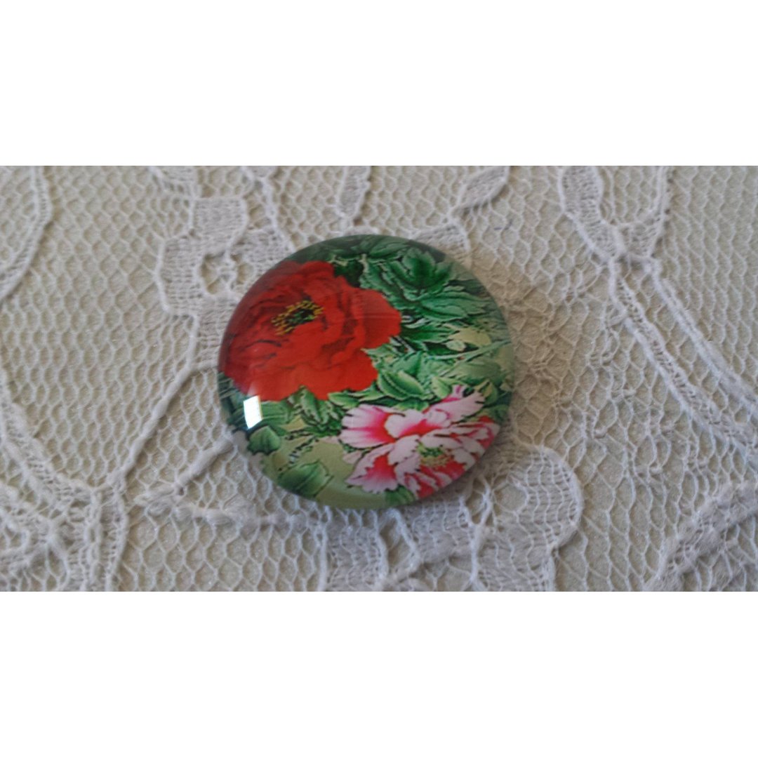 glass cabochon rund 25mm blomst 01-029 