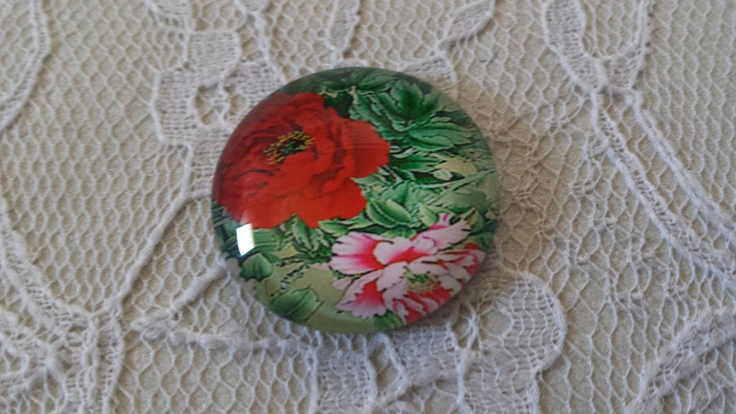 glass cabochon rund 25mm blomst 01-029 