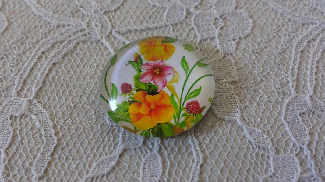 glass cabochon rund 25mm blomst 01-028 