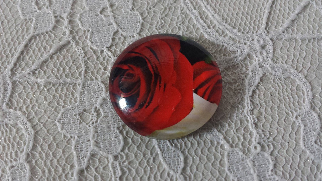 glass cabochon rund 25mm blomst 01-027 
