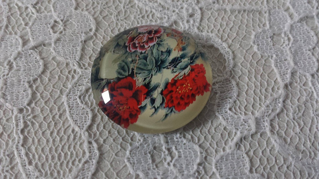 glass cabochon rund 25mm blomst 01-026 