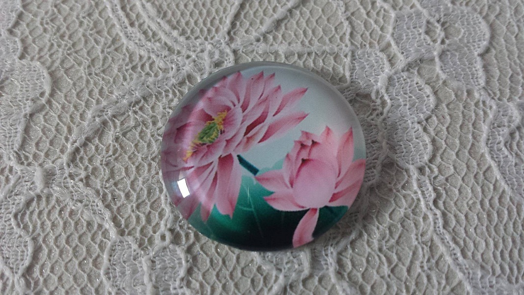 glass cabochon runde 25mm blomst 01-025 