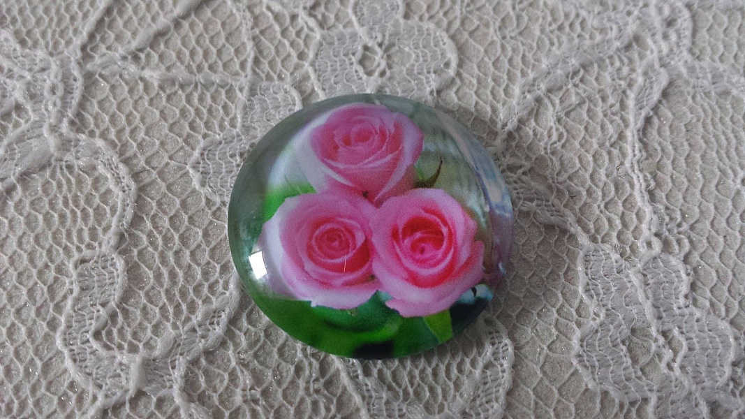 glass cabochon rund 25mm blomst 01-024 