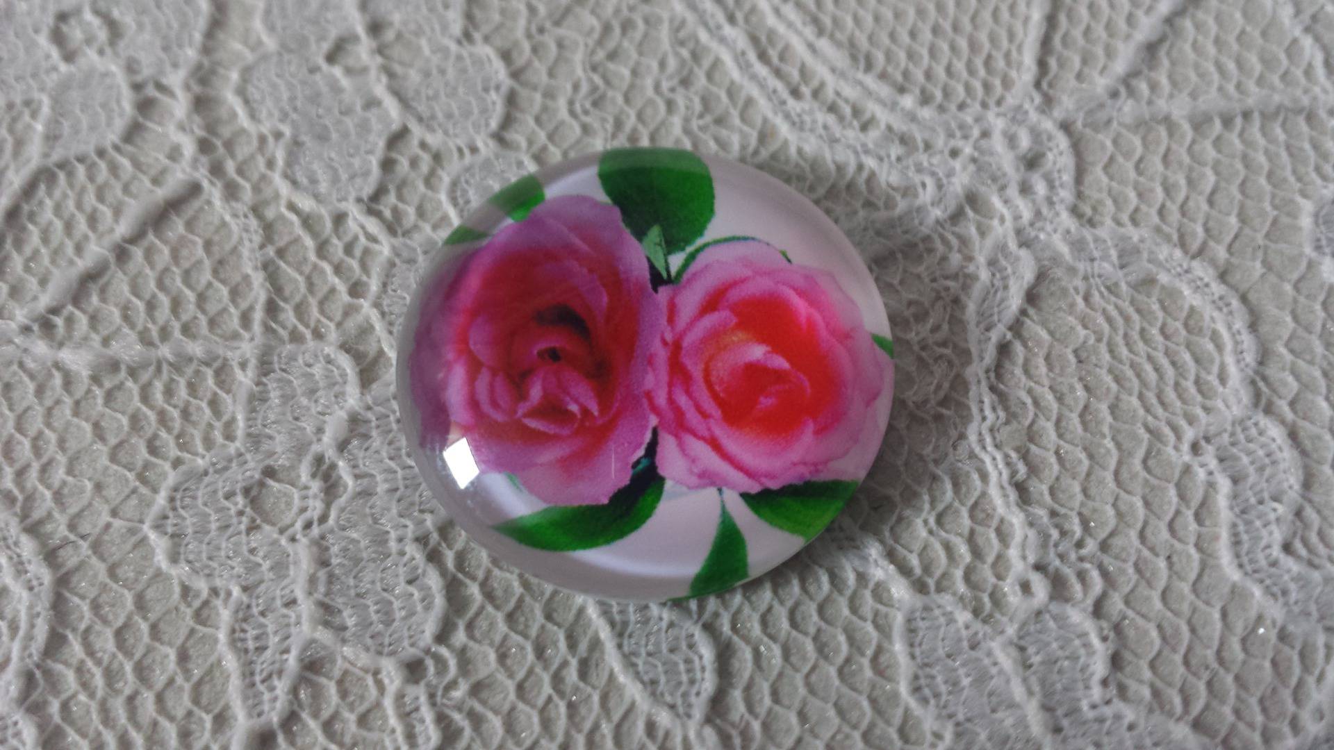 glass cabochon rund 25mm blomst 01-023 