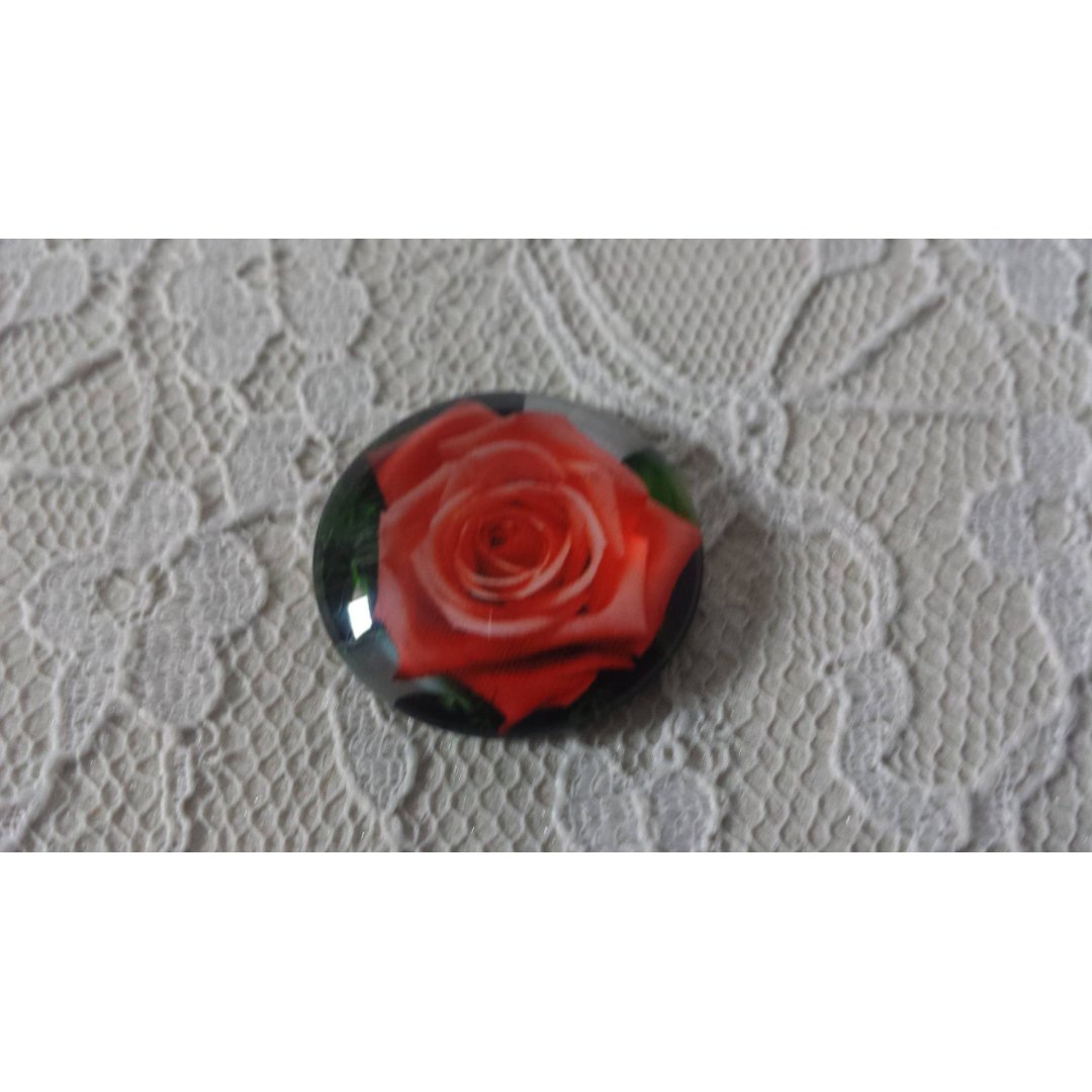 glass cabochon rund 25mm blomst 01-022 