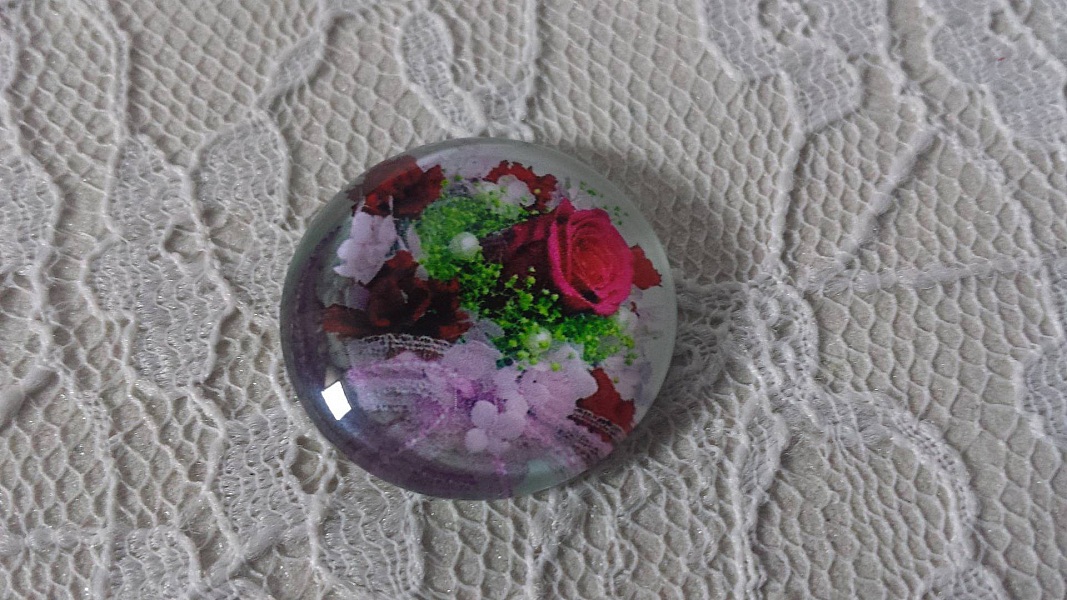 glass cabochon rund 25mm blomst 01-020 