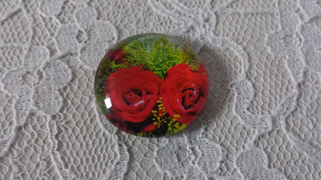 glass cabochon rund 25mm blomst 01-019 