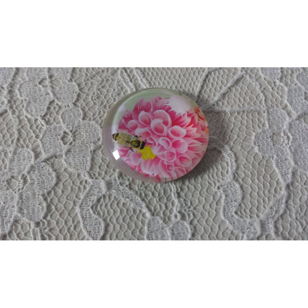 glass cabochon rund 25mm blomst 01-018 