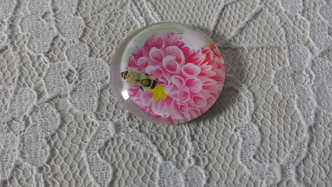 glass cabochon rund 25mm blomst 01-018 