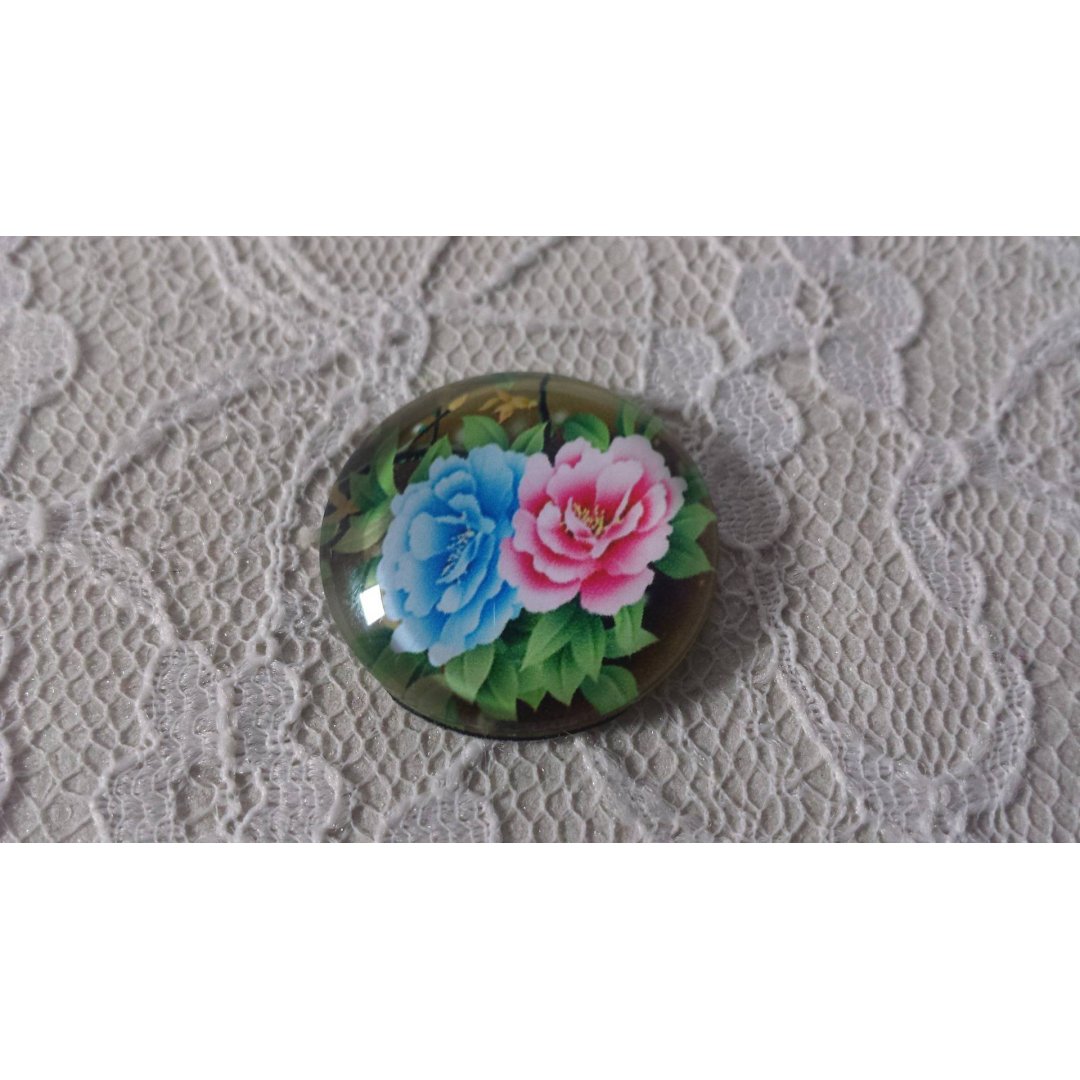 glass cabochon rund 25mm blomst 01-016 