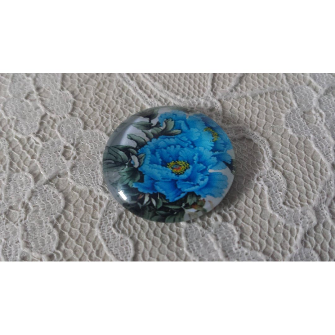 glass cabochon rund 25mm blomst 01-015 
