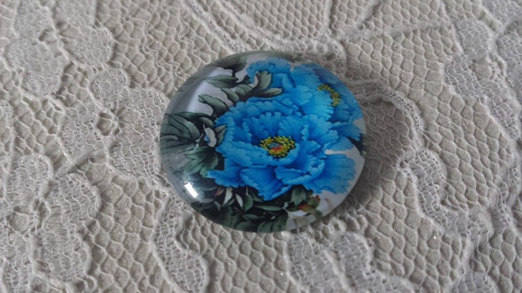 glass cabochon rund 25mm blomst 01-015 