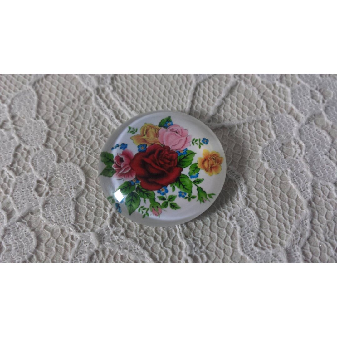 glass cabochon rund 25mm blomst 01-014 